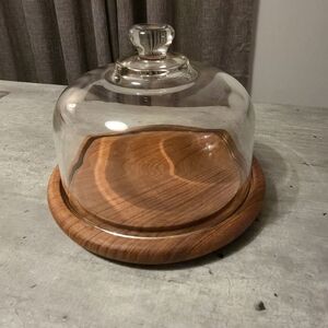Vintage Teak and Glass Cheese Dome/mid-century Classic